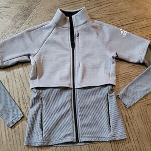 Gray Adidas zip up jacket with thumbholess XS 🤍
